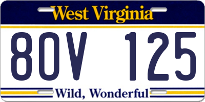 WV license plate 8OV125