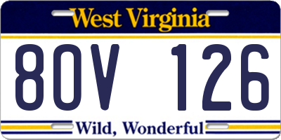 WV license plate 8OV126