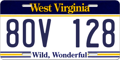 WV license plate 8OV128