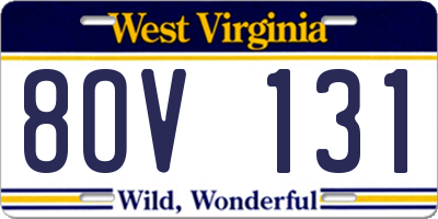 WV license plate 8OV131