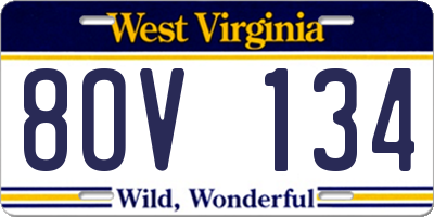 WV license plate 8OV134