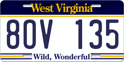 WV license plate 8OV135