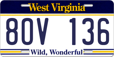 WV license plate 8OV136