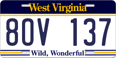 WV license plate 8OV137