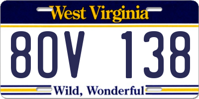 WV license plate 8OV138