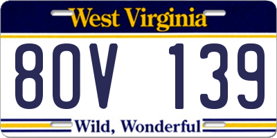 WV license plate 8OV139