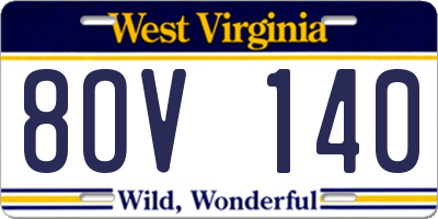 WV license plate 8OV140