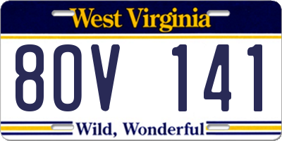 WV license plate 8OV141