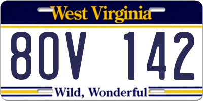 WV license plate 8OV142