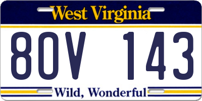 WV license plate 8OV143