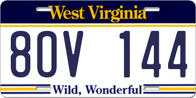 WV license plate 8OV144