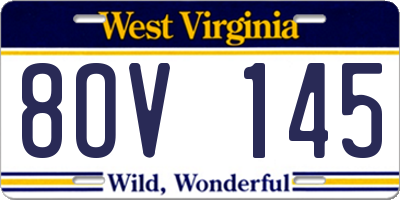 WV license plate 8OV145