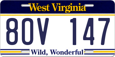 WV license plate 8OV147