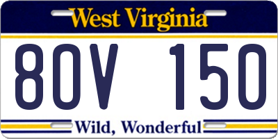 WV license plate 8OV150