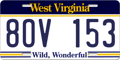 WV license plate 8OV153