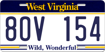 WV license plate 8OV154
