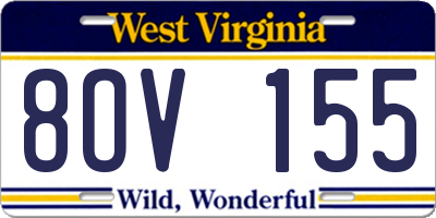 WV license plate 8OV155