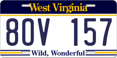 WV license plate 8OV157