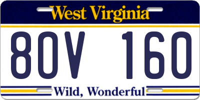 WV license plate 8OV160