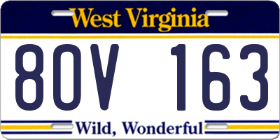 WV license plate 8OV163
