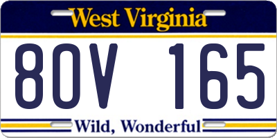 WV license plate 8OV165