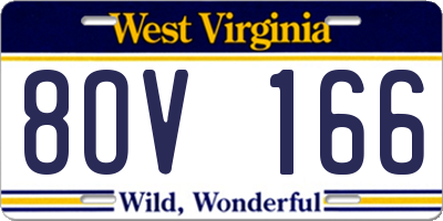 WV license plate 8OV166