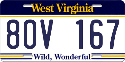 WV license plate 8OV167