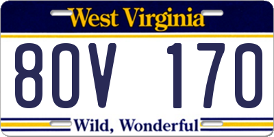 WV license plate 8OV170