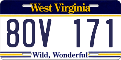 WV license plate 8OV171