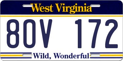WV license plate 8OV172