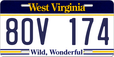 WV license plate 8OV174