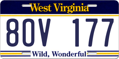 WV license plate 8OV177
