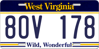 WV license plate 8OV178
