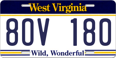 WV license plate 8OV180