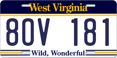 WV license plate 8OV181