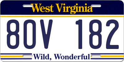 WV license plate 8OV182