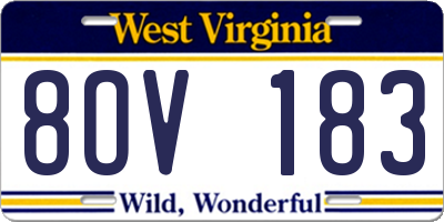 WV license plate 8OV183