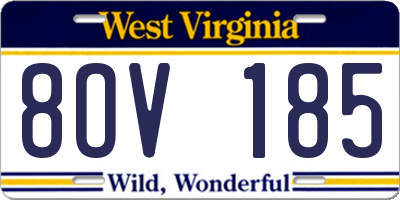 WV license plate 8OV185