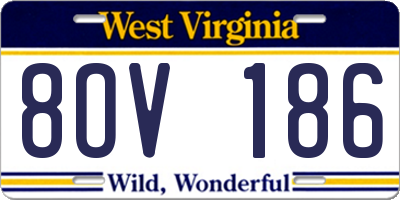 WV license plate 8OV186