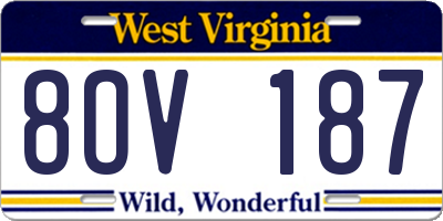 WV license plate 8OV187