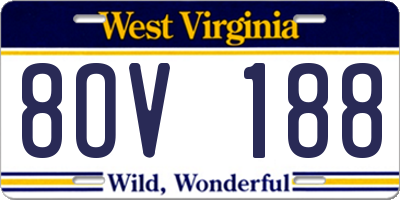 WV license plate 8OV188