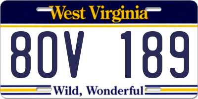 WV license plate 8OV189
