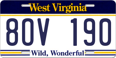 WV license plate 8OV190