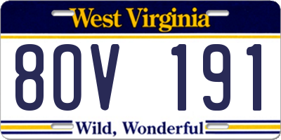 WV license plate 8OV191