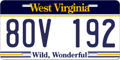 WV license plate 8OV192