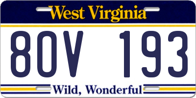 WV license plate 8OV193
