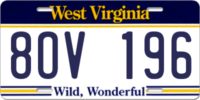WV license plate 8OV196