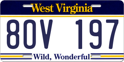WV license plate 8OV197