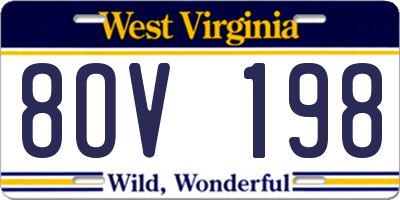 WV license plate 8OV198