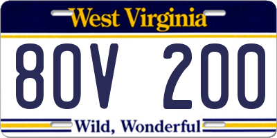 WV license plate 8OV200